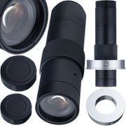 Obiettivo Microscopico C-Mount OptiZoom 1X-150X – Zoom 1:15, Distanza 50-1000mm, Adattatore 30-50mm, Peso 195g