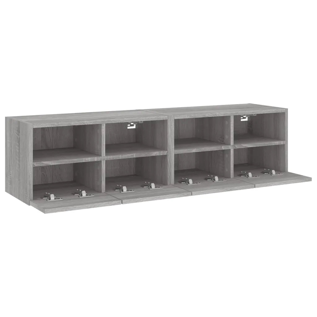 Mobili TV Muro 2pz-Set di 2 Credenza per TV sospesa Grigio Sonoma 60x30x30 cm Legno Multistrato