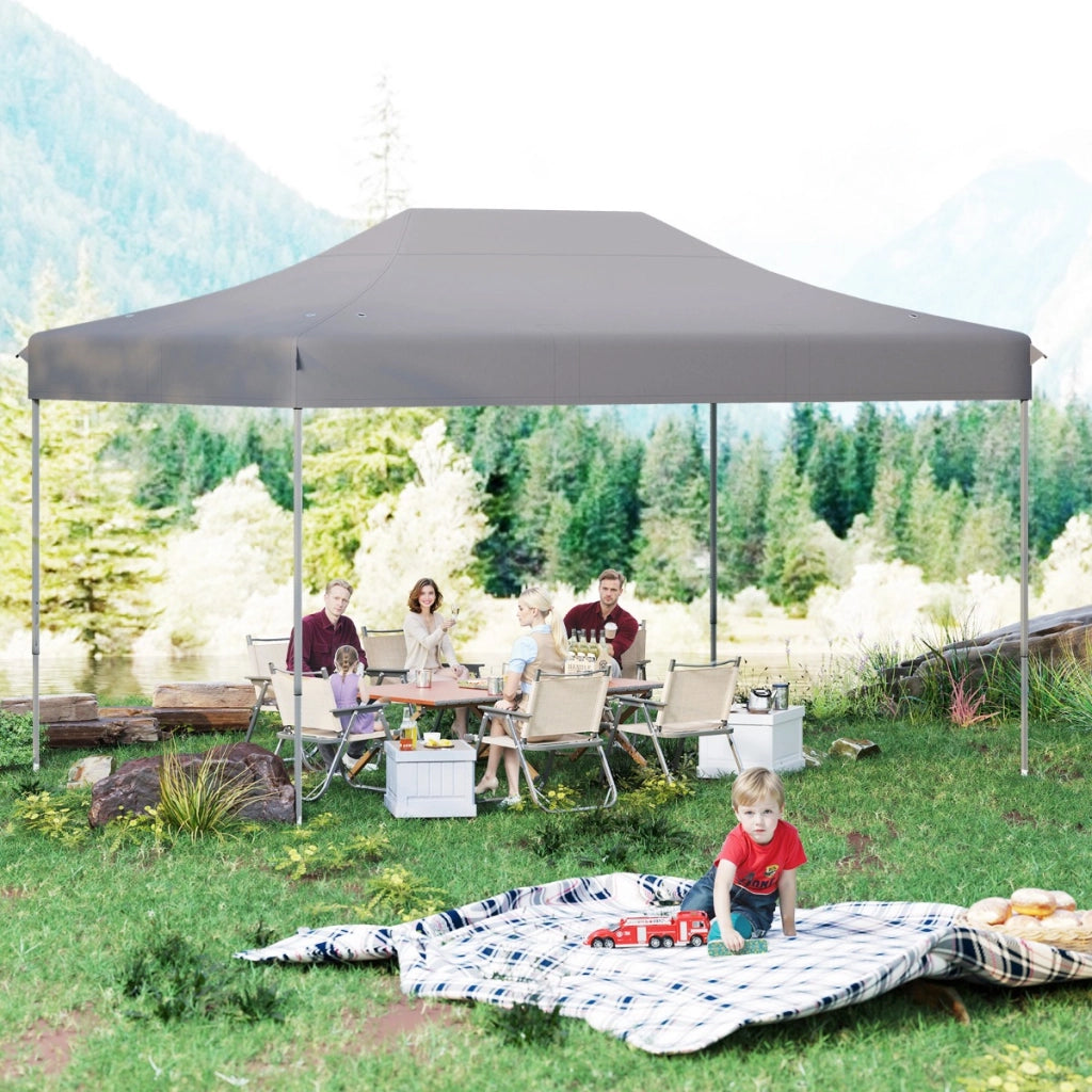 Tenda pop-up per impieghi gravosi con fori di drenaggio borsa con ruote, Tenda facile installazione Grigio-Gazebo