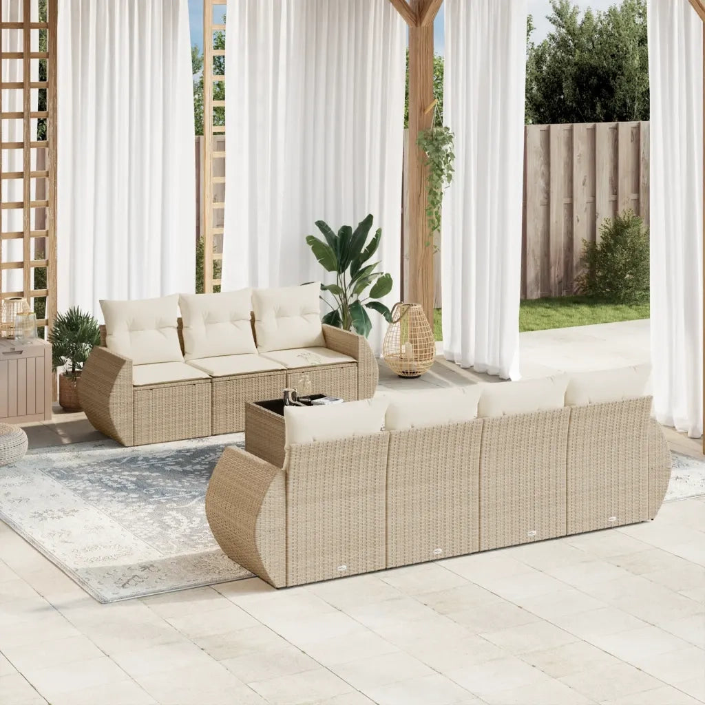 Set Divano da Giardino 8 pz con Cuscini Beige in Polyrattancod mxl 88483