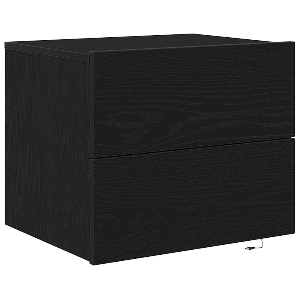 Set di 2 Comodini | Armadio da Notte | Mobiletto da notte con cassetto Rovere Nero 50 x 39 x 41 cm