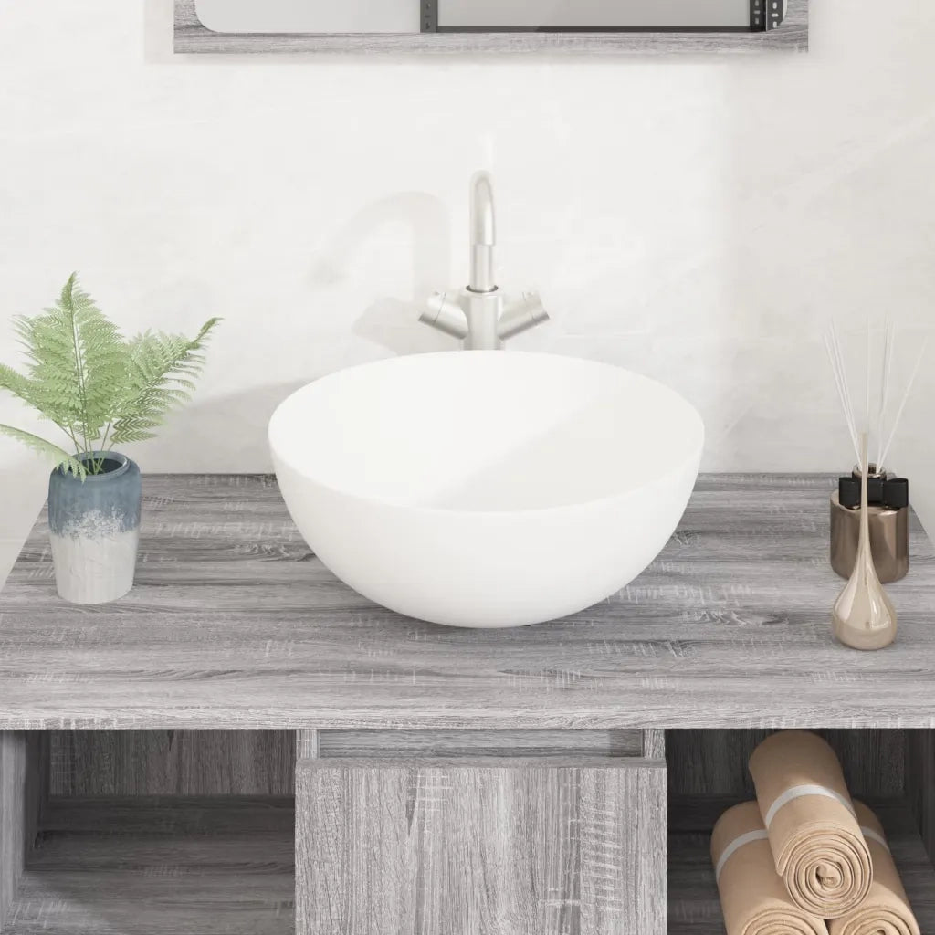 Lavandino-Lavabo-Lavello Bianco 36x15 cm in Ceramica Rotondo