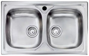 Lavello Da Incasso In Acciaio Inox Due Vasche Con Sifone 50X86 - Mabel