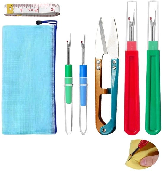 Set di rimozione del filo a 4 vie – tagliafilo per stecchi grandi e piccoli – attrezzo da cucito con impugnatura ergonomico e copertura – ideale per cucire e progetti di fai da te