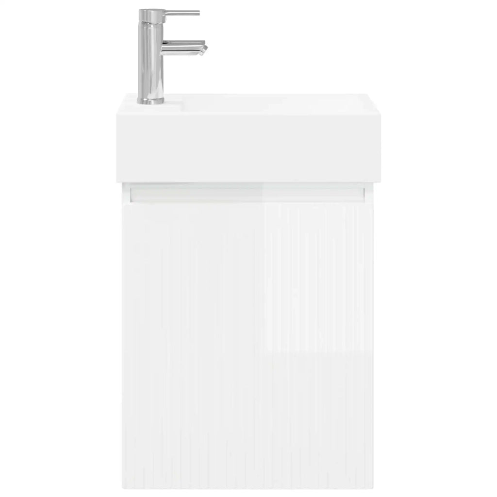 Mobile bagno con rubinetto Bianco Lucido 45,5 x 22,5 x 84 cm