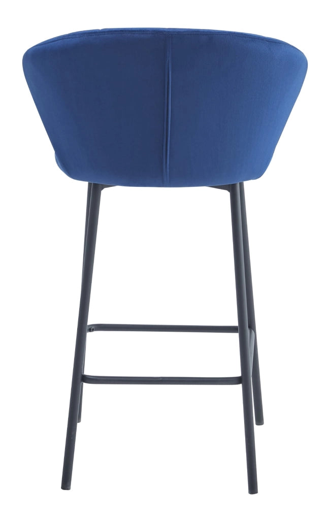 Sgabello da bar Valora GATTA in velluto blu navy con gambe nere x3