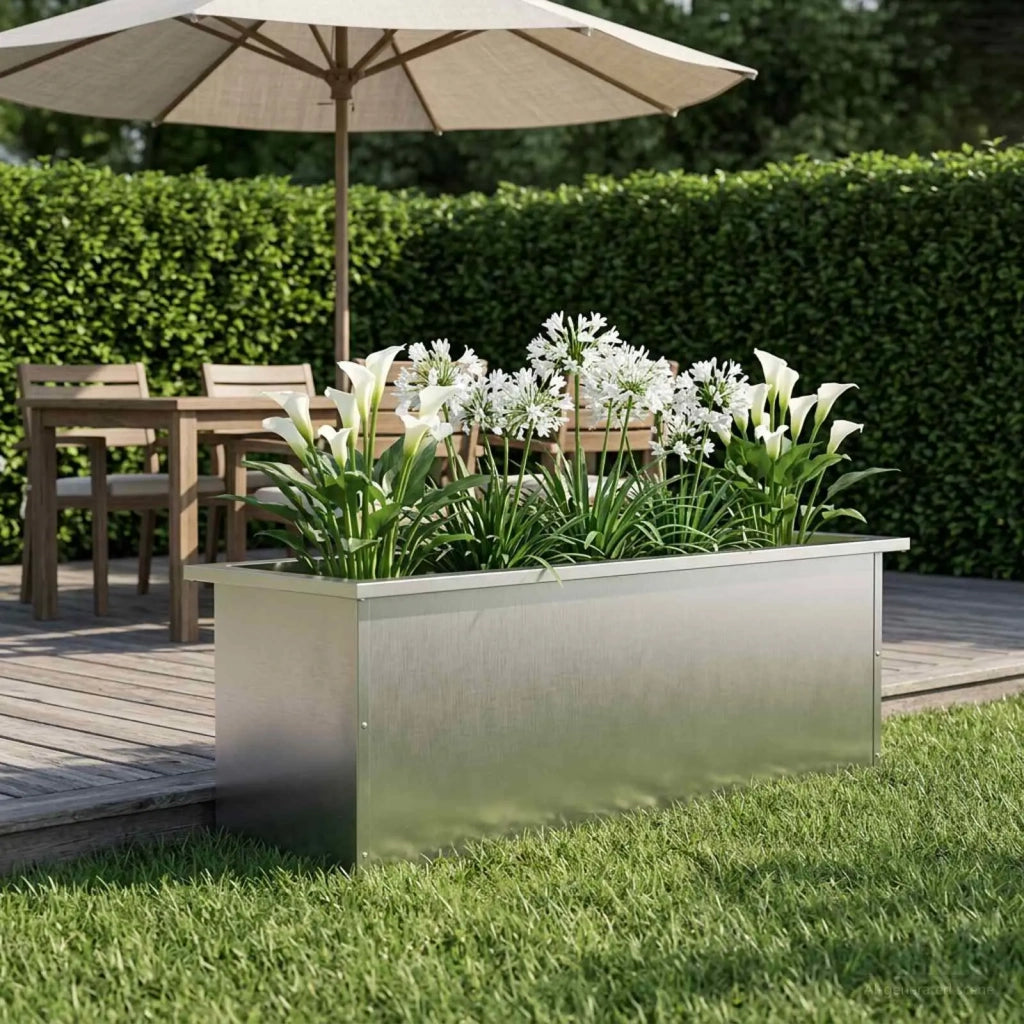 Fioriera da giardino con LED Argento 30 x 100 x 30 cm 8008120