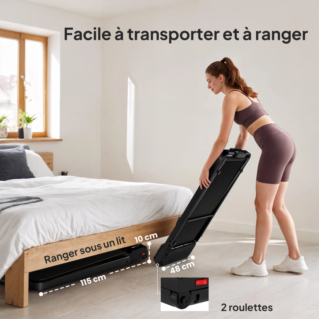 Tapis roulant pieghevole 2 in 1 ¨C Xylo ¨C Inclinazione 10%, 2.0 HP, 6 KM/H, 109x48x100cm nero