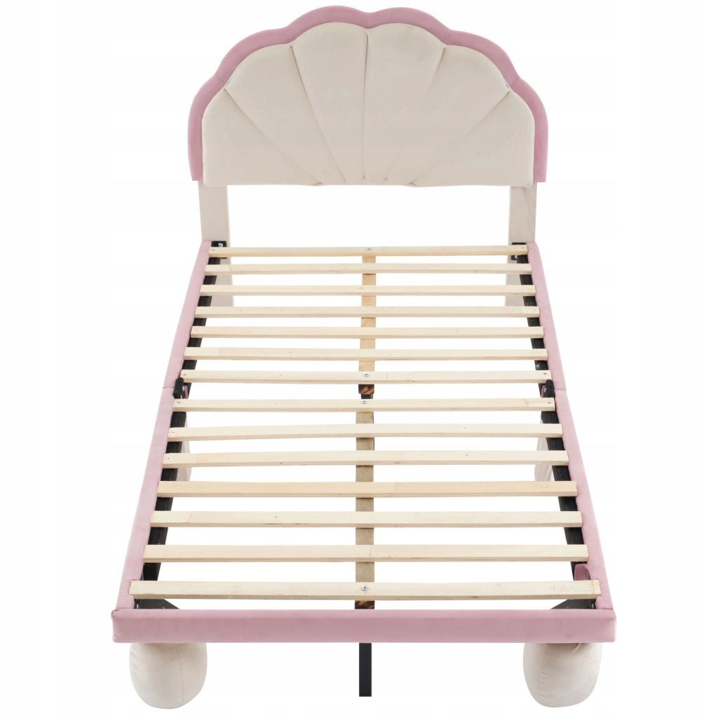Letto 90x200 cm LED - Xylo - Onde Velluto Beige Rosa