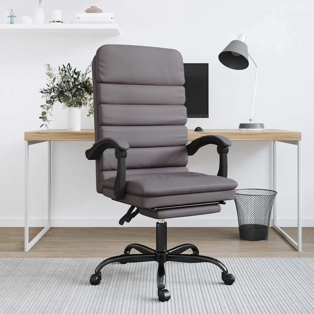 Sedia per studi-Poltrona da Ufficio Massaggiante Reclinabile Grigio Similpelle 695460