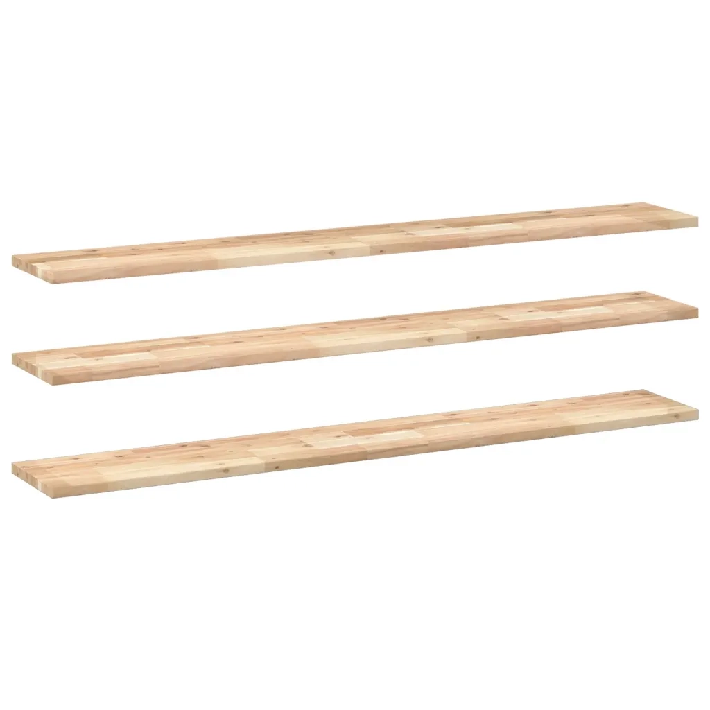 3 pz Mensole da Parete | Scaffali a Parete | Ripiano a parete 160x20x2 cm Legno Acacia Non Trattato