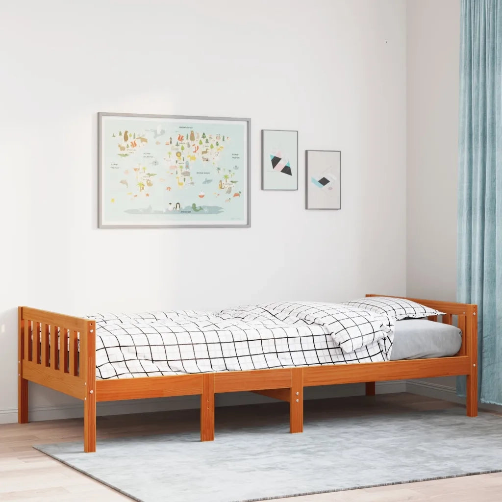 vidaXL Letto Bambini senza Materasso Marrone Cera 90x200 cm Legno Pino