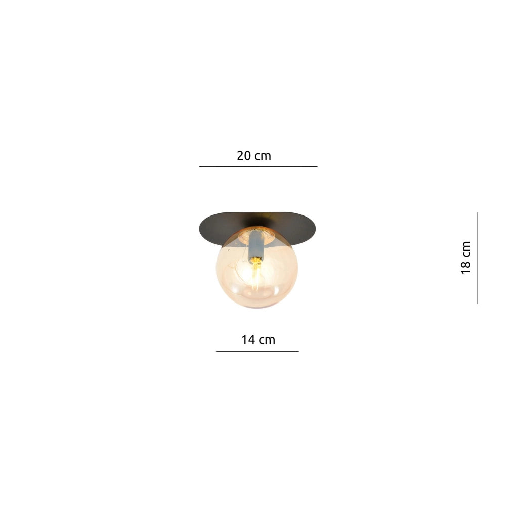 Plafoniera Emibig Plaza 1xE14 metallo nero/miele IP20