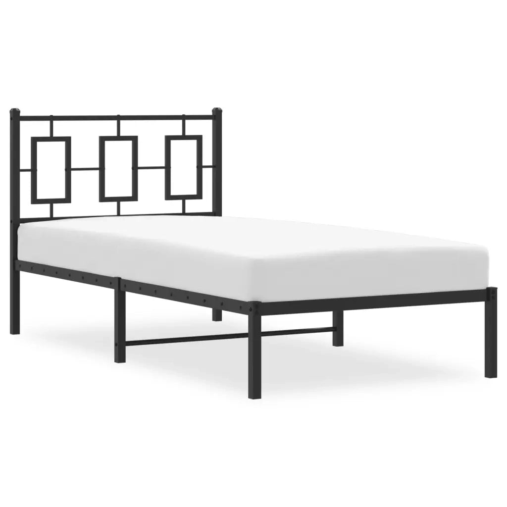 Giroletto con Testiera in Metallo Nero 90x200 cm 374234