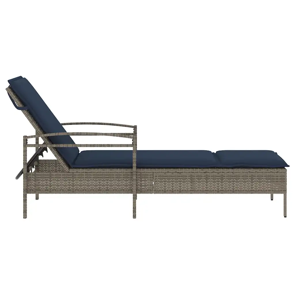 | Lettino da sole | con cuscino Grigio 63 x 200 x 81 cm polyrattan 368305