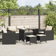 Set Divano da Giardino 6 pz con Cuscini Nero in Polyrattan 3213548