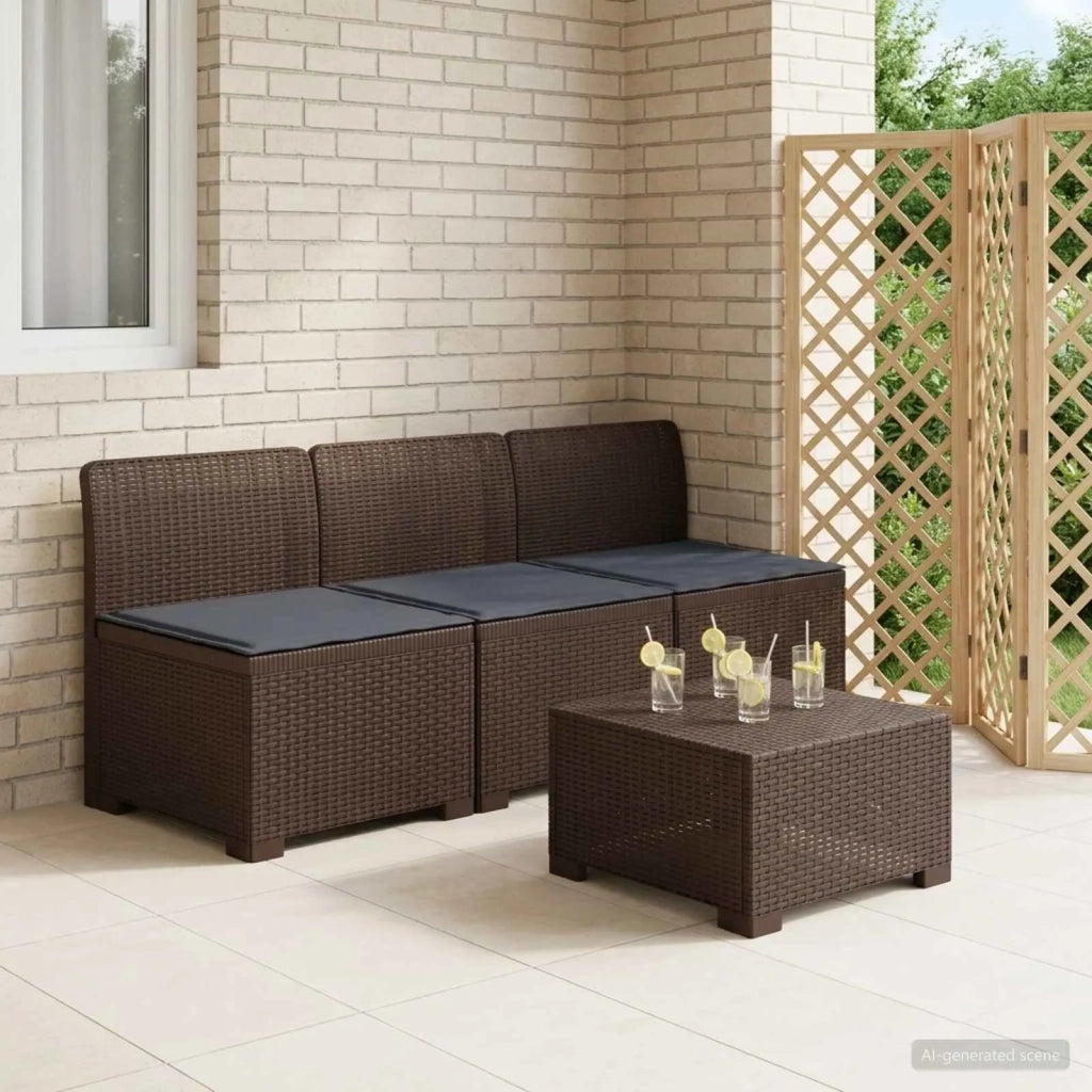 Divano da giardino 3 posti con cuscini in look rattan PP 8011967
