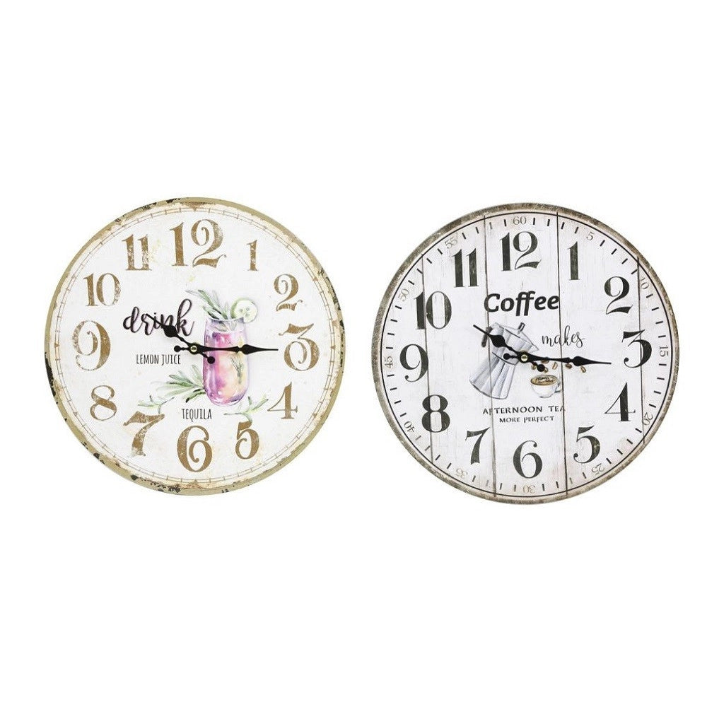 Trade Shop - Orologio Da Parete Muro In Legno Analogico Decorato Cucina Stanza Casa 218691 -