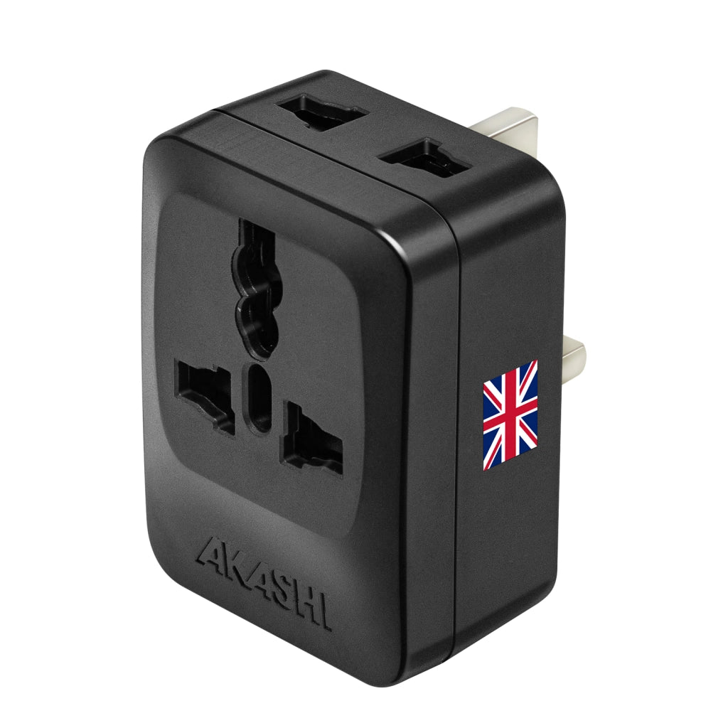 Adattatore Viaggio Tipo G Regno Unito HK 3 uscite Nero Akashi
