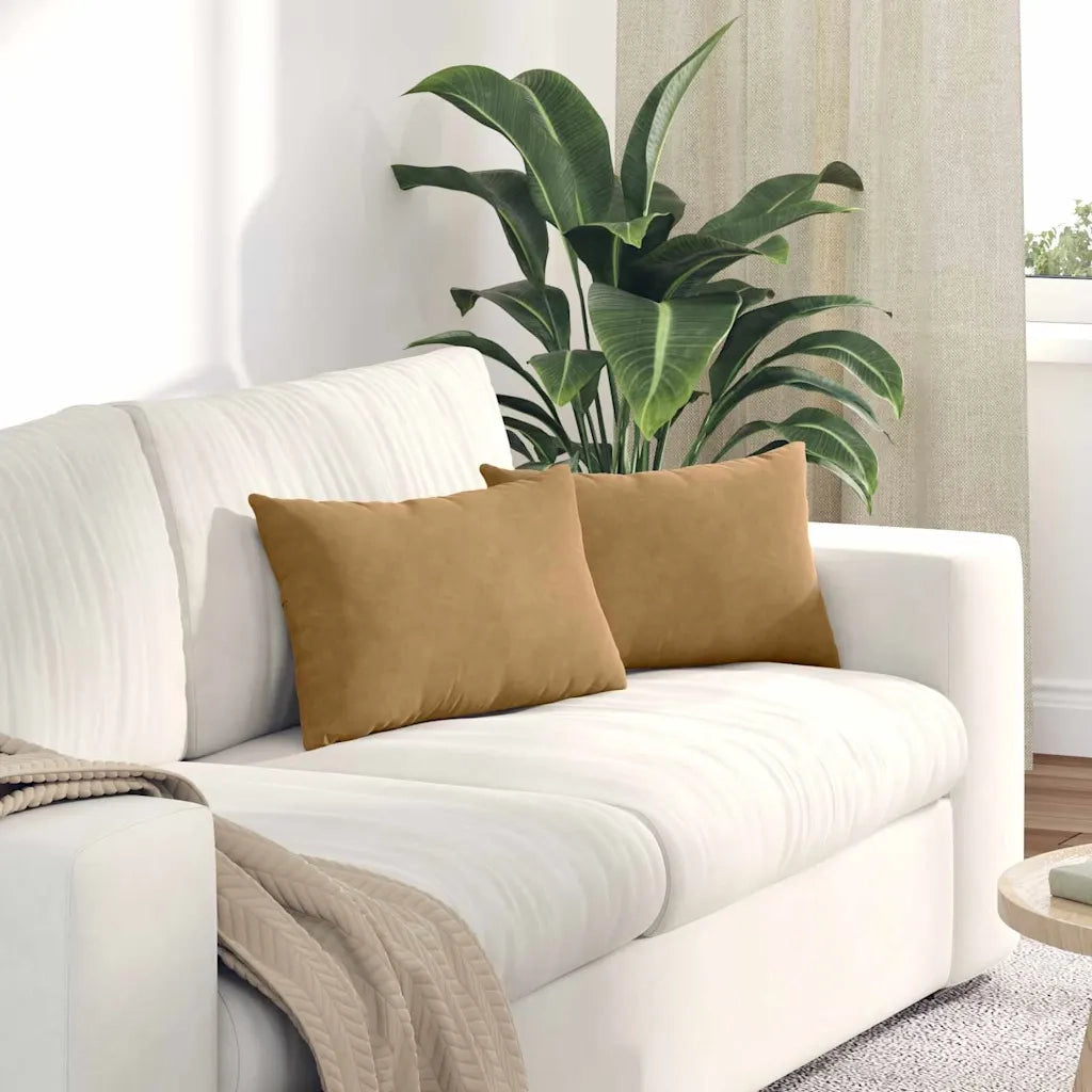 Cuscini da Divano 2 pcs Marrone 50 x 30 cm Tessuto in Cords