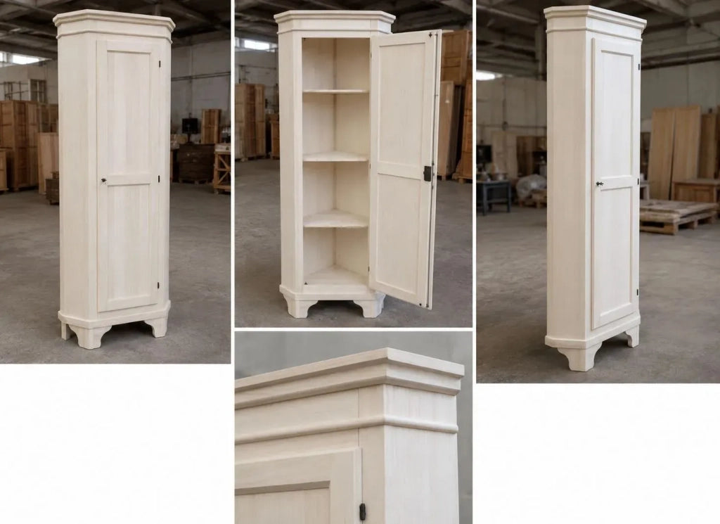 Mobile angolare in legno arte povera 1 porta tinta noce l.58 x 58 h.198 (808) - Mobili 2G