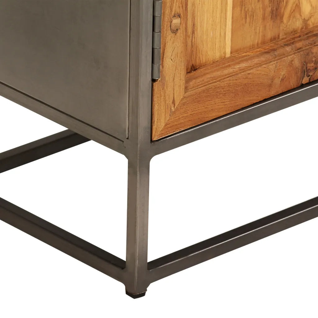 Credenza in Teak Recuperato e Acciaio 65x30x70 cm