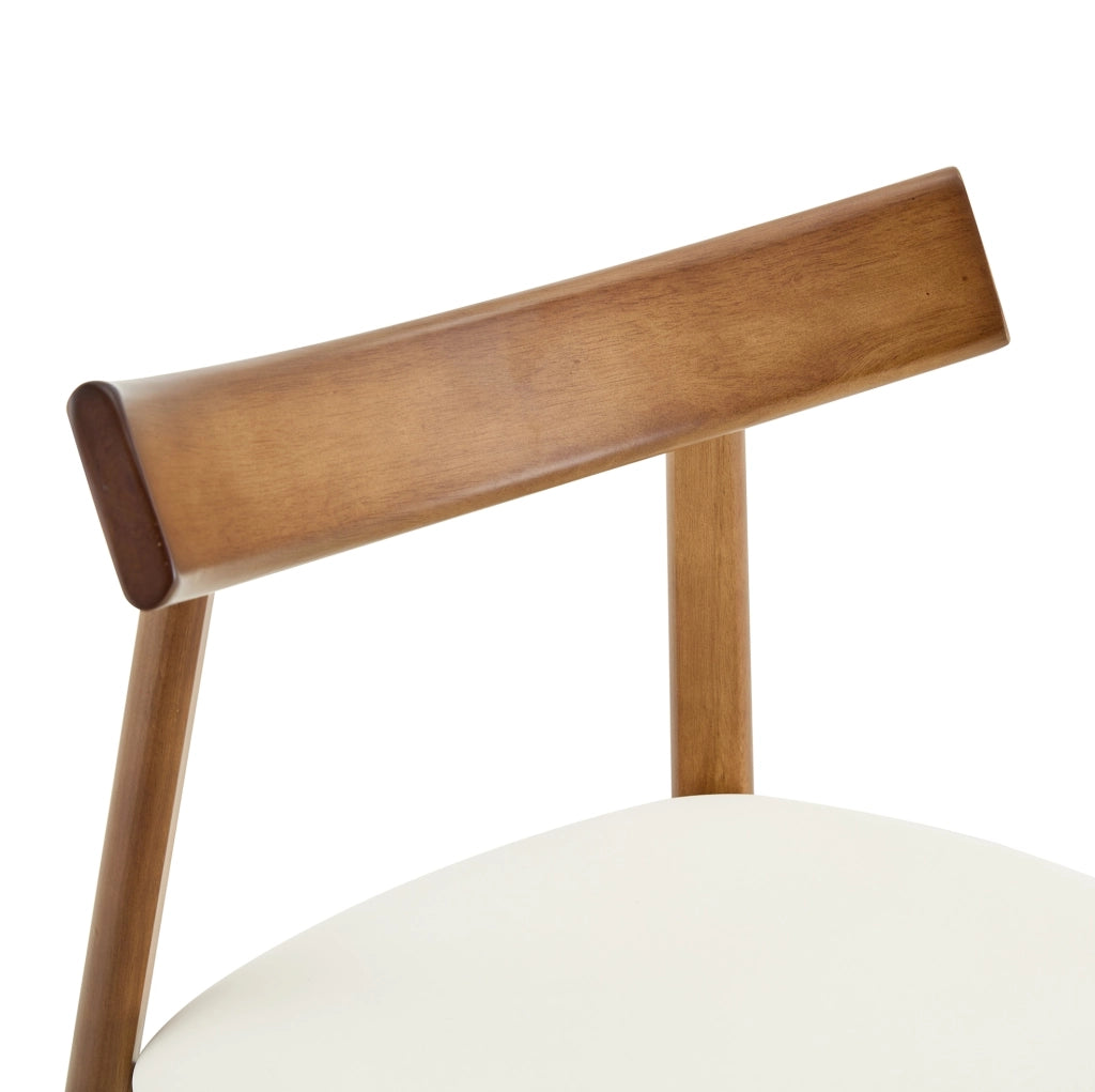 Set di 2 sedie da pranzo con schienale ergonomico; seduta imbottita in legno bianco