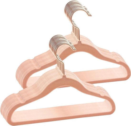 30 set di grucce per bambini in velluto per neonati, con gancio rotativo 360°, antiscivolo e con cinturino, 30x20,5 cm, rosa chiaro