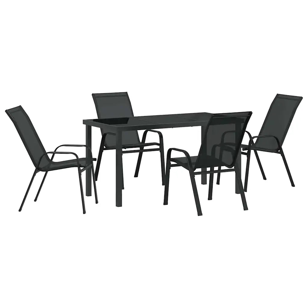 Set da Pranzo per Giardino 5 pcs Nero 3379116