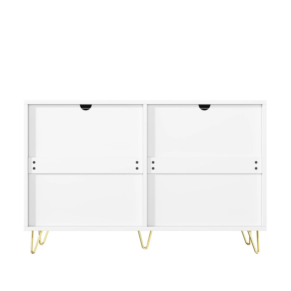 Credenza Moderna con Cassetti ¨C MINIMAL ¨C Bianco/Nero, Maniglie Dorate