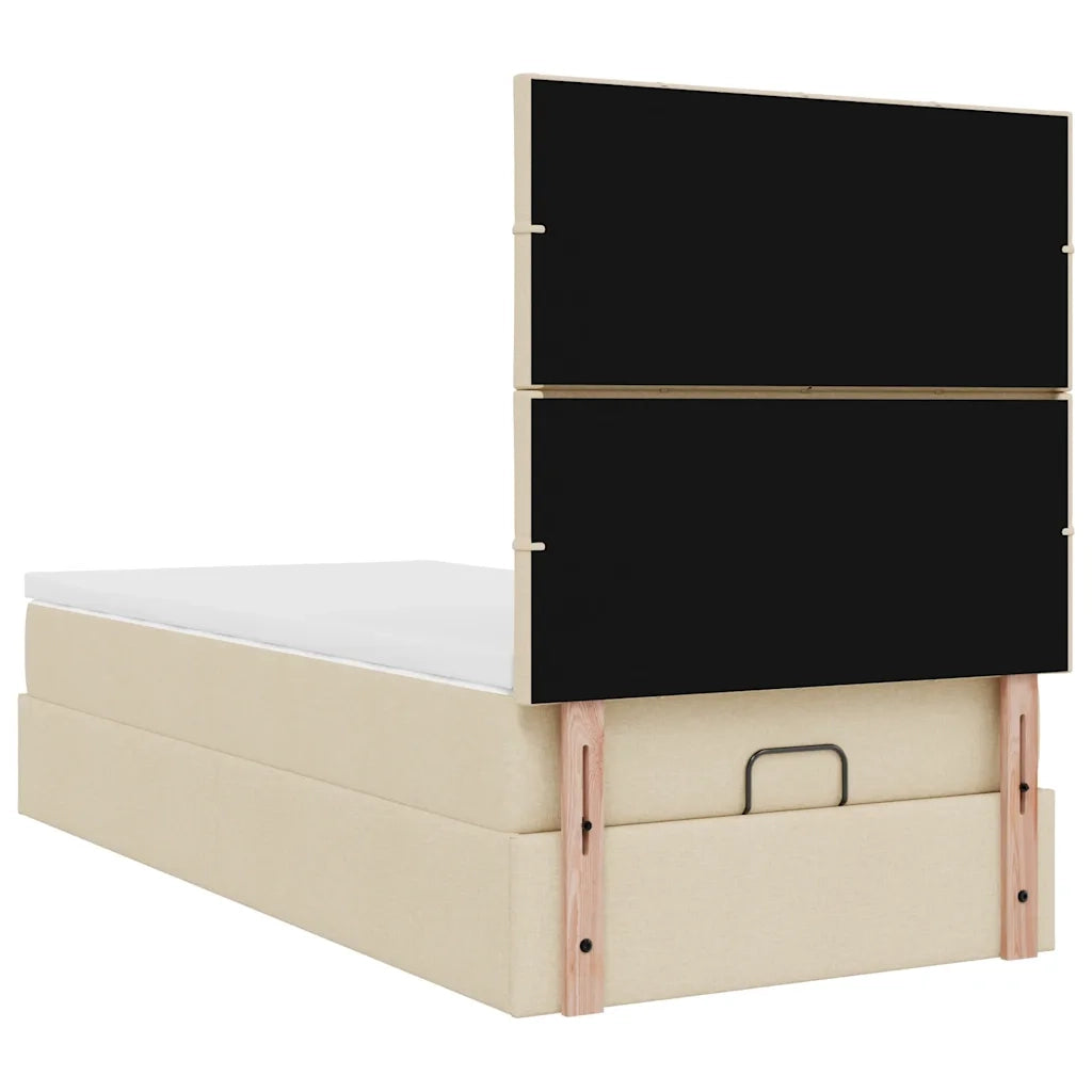 Pouf Letto con Materasso Crema 100x200 cm in Tessuto 3313138