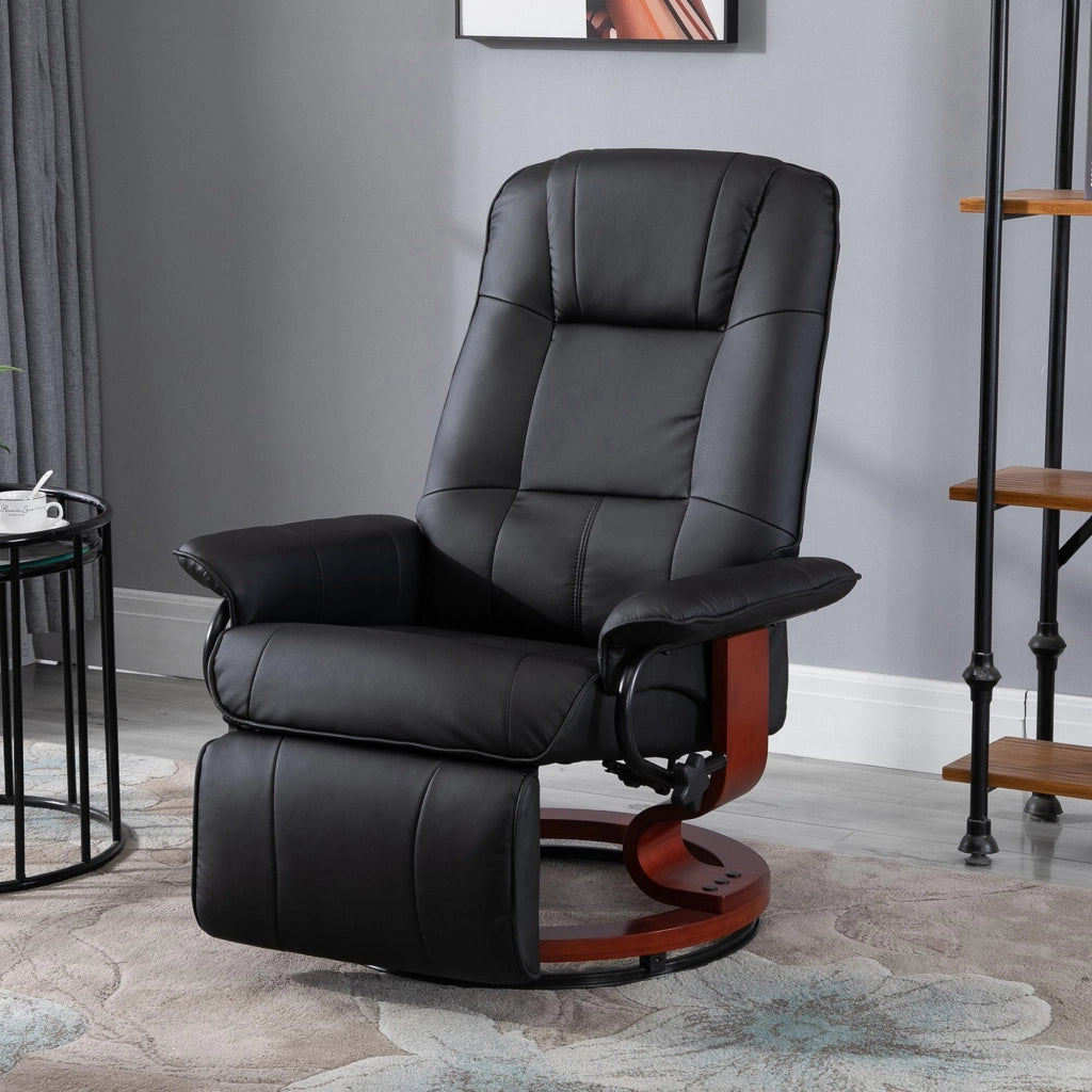 Poltrona Relax Massaggiante Reclinabile 360' Girevole ¨C zephmum ¨C Pelle Nera 78x87x100 cm