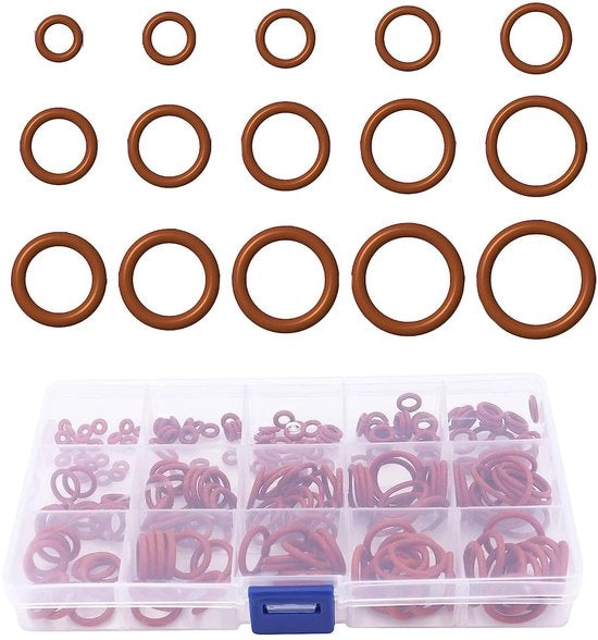 Set di O-ringen in silicone - 350 pezzi - Afdichtingen metrische - Resistenti al calore fino a 120°C - Facili da installare - Afdichtringen