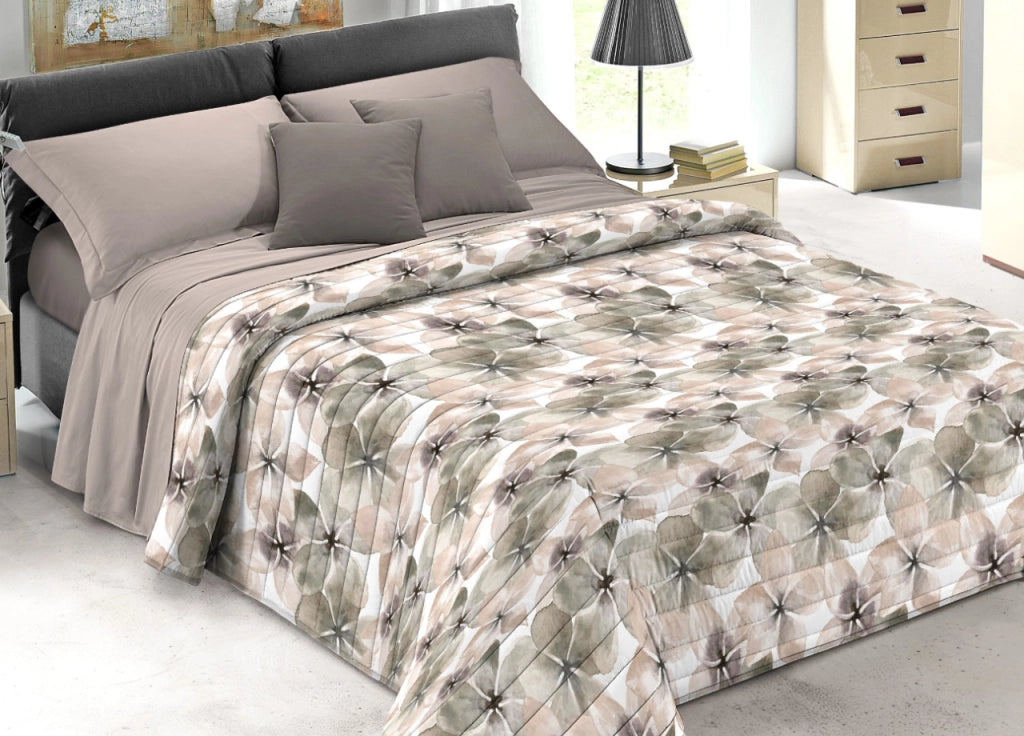 Quilt Trapuntino Piumino Estivo 100gr/mq Microfibra Summer Flower - Singolo - D20 Tortora