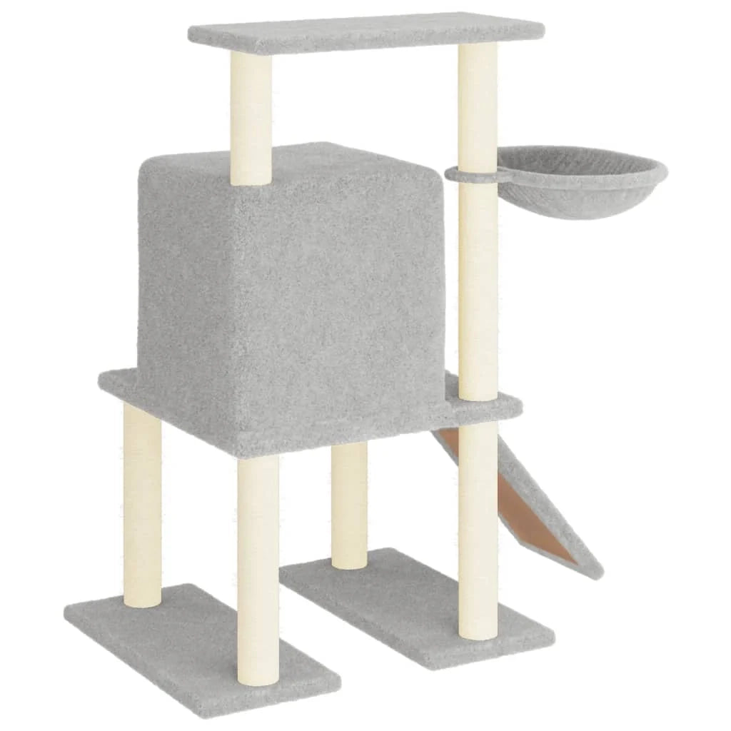 Tiragraffi per gatti torre per arrampicata giocattolo piattaforma per arrampicata con tiragraffi in sisal leggero 96,5 cm grigio 02_0022632