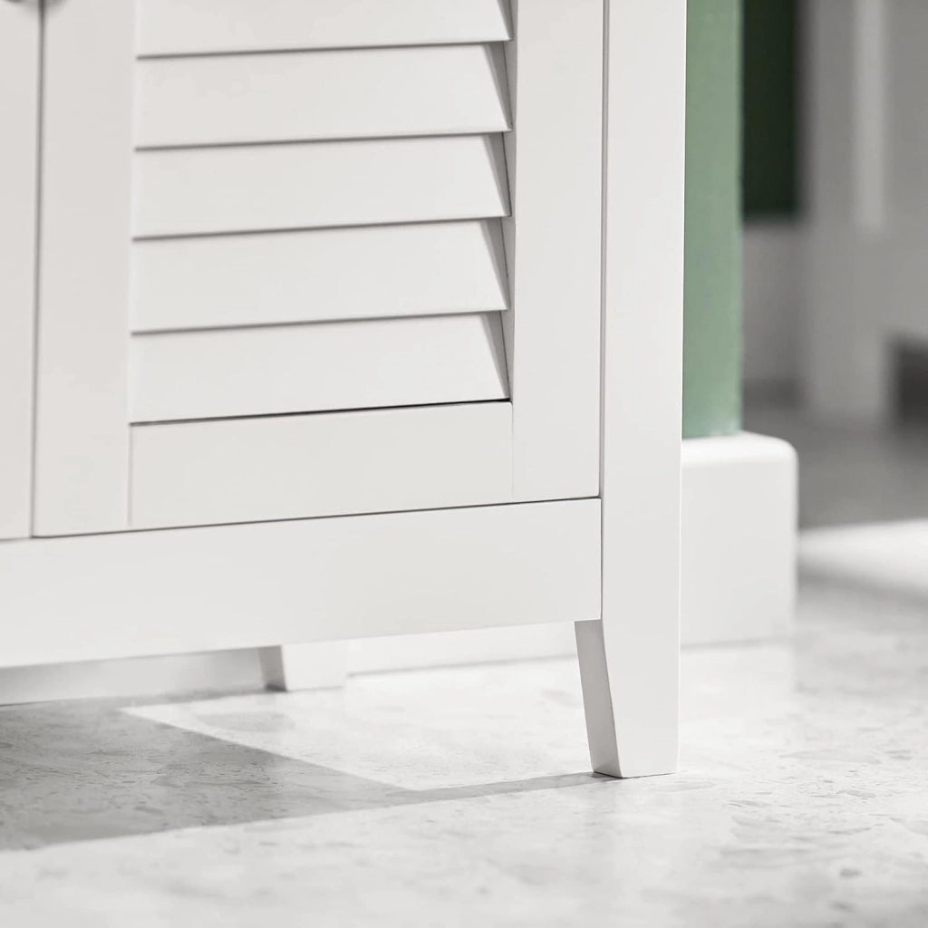 Armadio da Bagno – Mobile da Bagno Salvaspazio con Ripiani e Porte, Credenza in Legno Stretto per Corridoio e Soggiorno, Bianco, 60 x 90 x 26 cm, BZR13-W