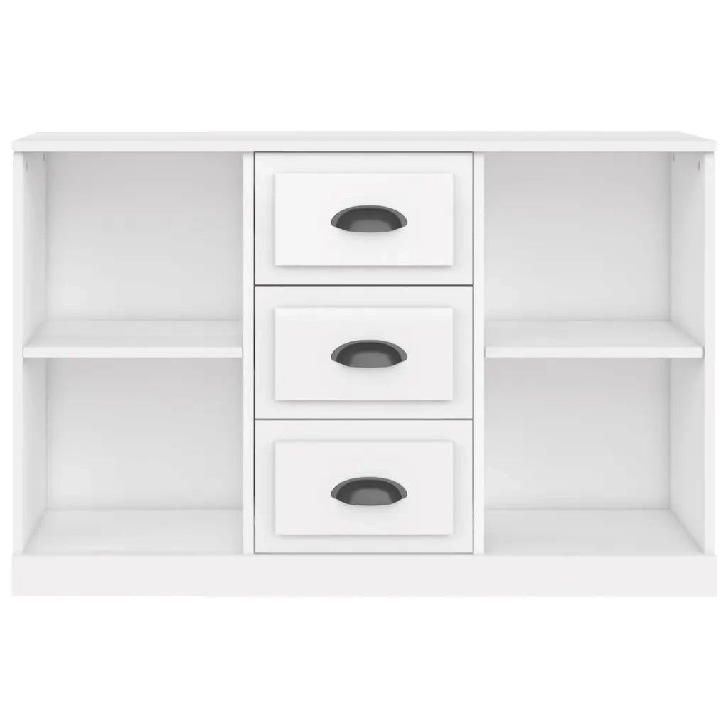 Credenza Bianco Lucido 104,5x35,5x67,5 cm in Legno Multistrato