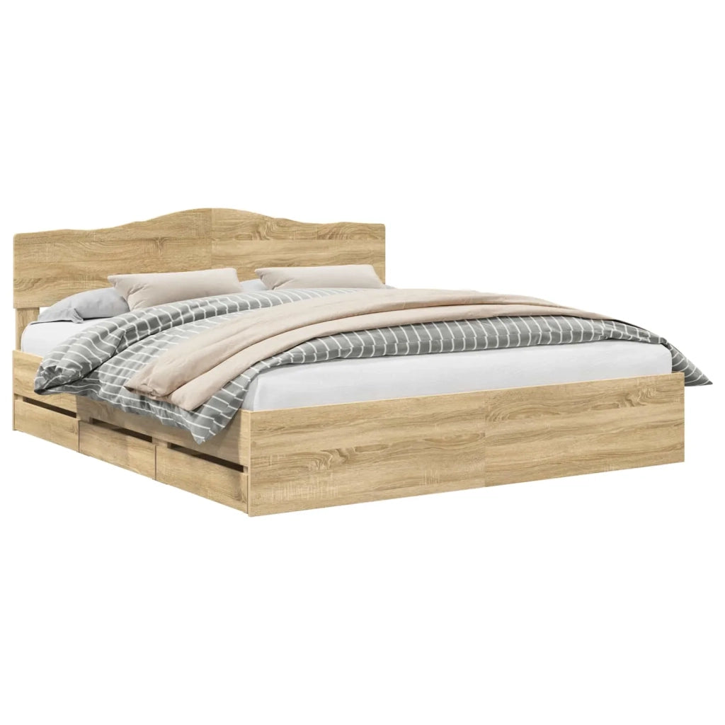 Struttura del letto con cassetto Rovere Sonoma 200 x 200 cm