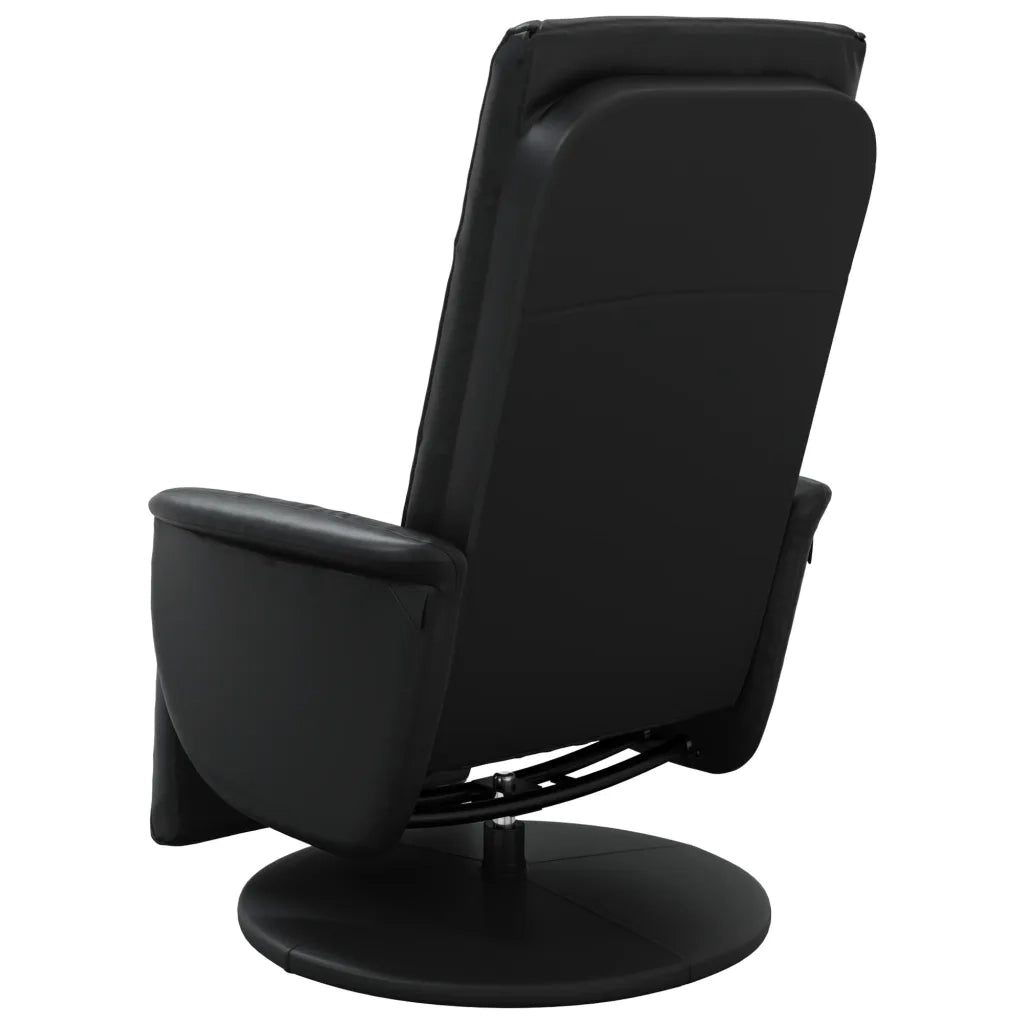 Poltrona Reclinabile con Poggiapiedi Nera in Similpelle 356509