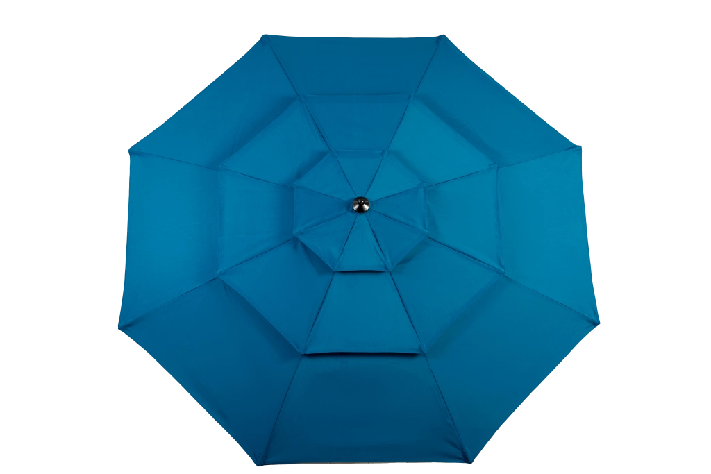 Ombrellone in alluminio a 3 livelli con inclinazione automatica, alto 3 metri (blu scuro) (senza base)