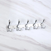 Kapstok a muro - 5 ganci a treccia, robusto e duraturo, acciaio inox, capstok metallico con viti per appendere abiti, cappelli, asciugamani, borse, accappatoi, adatto per corridoi, ingresso bagno