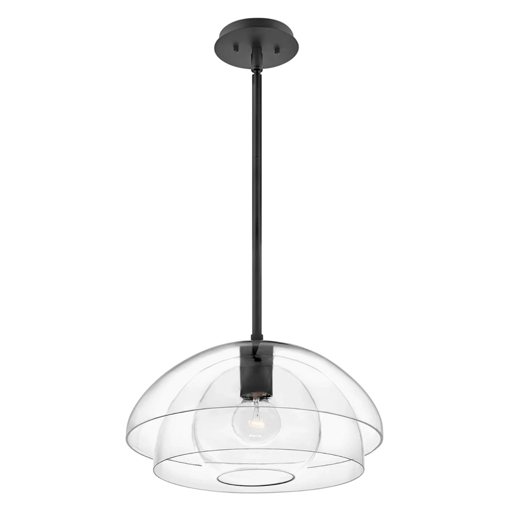 Sospensione Contemporanea Lotus Acciaio Nero Vetro 1 Luce E27