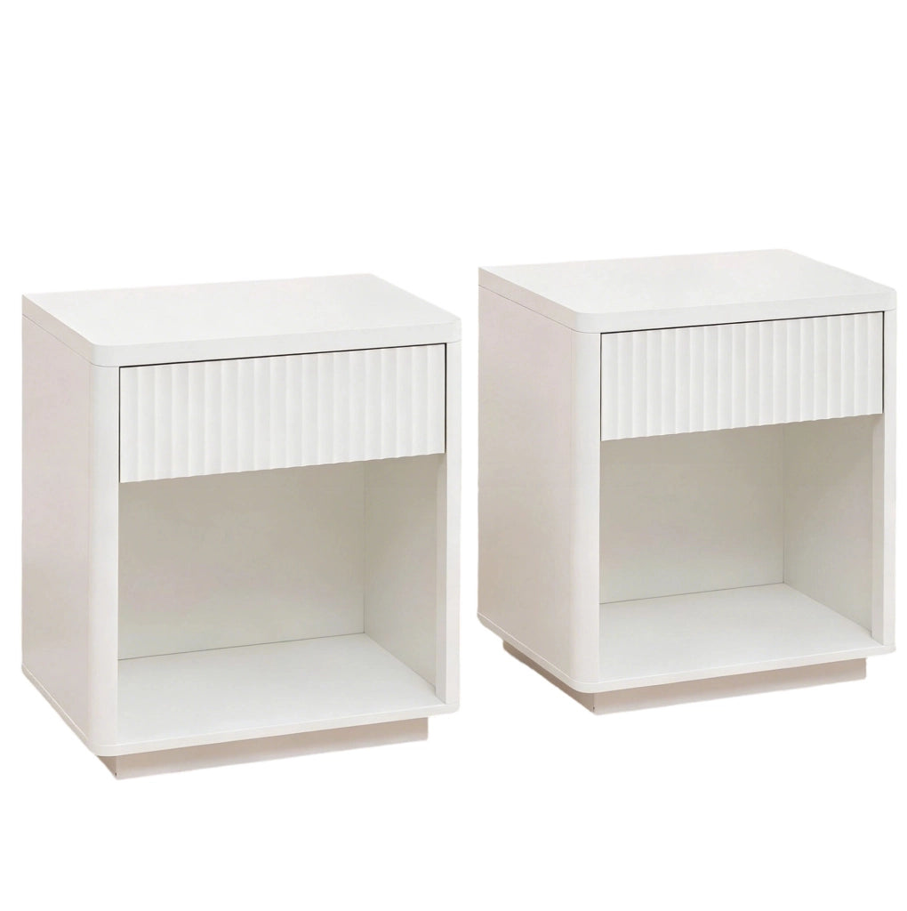 Kit di 2 comodini 55 x 40 x 63,5 cm bianchi, vano aperto, MDF