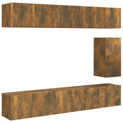 Set di Mobili Porta TV 7 pz | Armadietto TV | Mobile Porta TV Rovere Fumo in Legno Multistrato