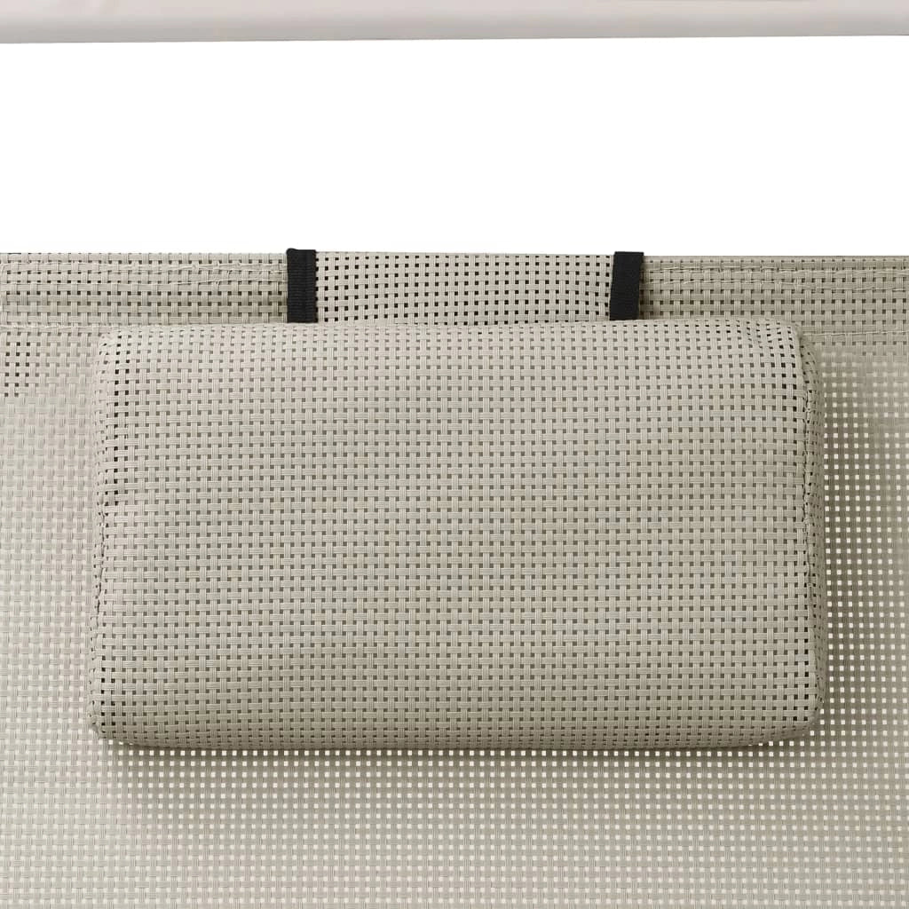 Lettino prendisole sedia a sdraio lettino prendisole letto da giardino mobili da giardino mobili da esterno doppi con baldacchino textilene crema 02_0012721