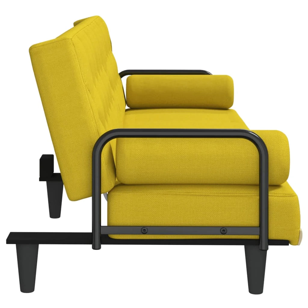 Divano letto con braccioli tessuto giallo chiaro 02_0019248