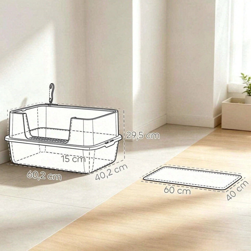 LETTIERA per Gatti con Coperchio 60,2x40,2x29,5 cm Grigia