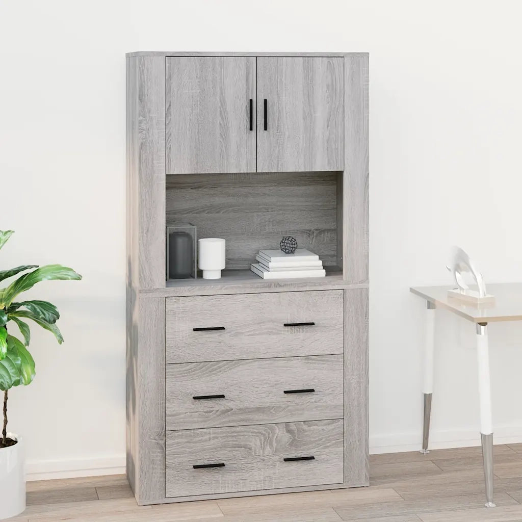 Armadietto a Muro | Mobile Pensile Grigio Sonoma 80x33x80 cm in Legno Multistrato