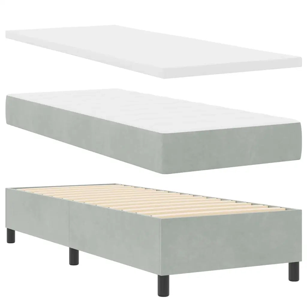 Letto a molle con materasso Grigio chiaro 80 x 200 cm Velluto 3343784