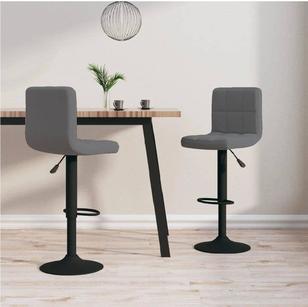 Coppia Sgabelli Cucina Bar Bistrot, Pelle Ecologica Imbottita Poggiapiedi Nero Grigio